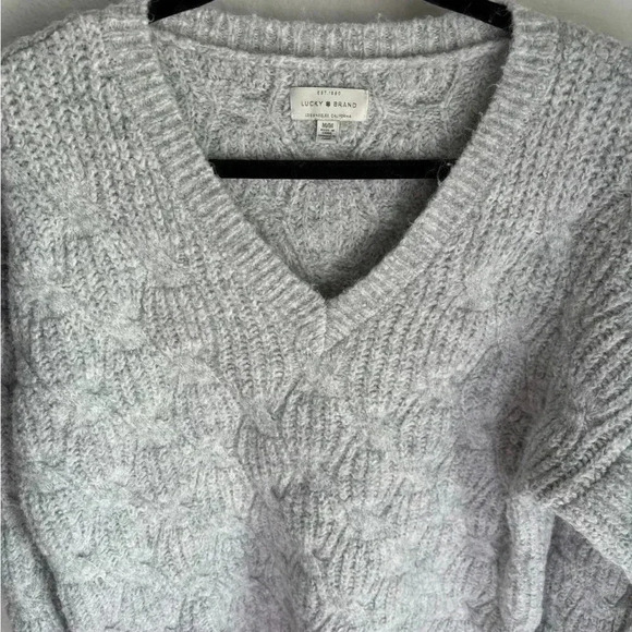 **sold**Lucky brand grey sweater in size medium unique knit! - Picture 2 of 5